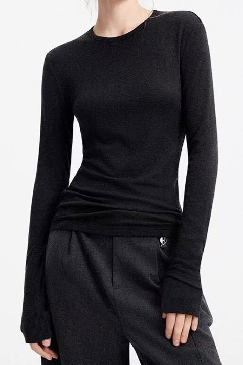 Cashmere Solid Slim Fit Knit Top