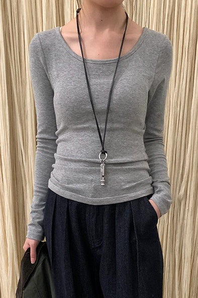 Longline Viscose Long Sleeve Knit Top
