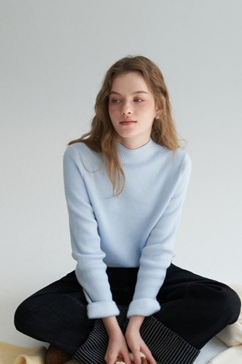 Thermal Mock Neck Solid Knit Top