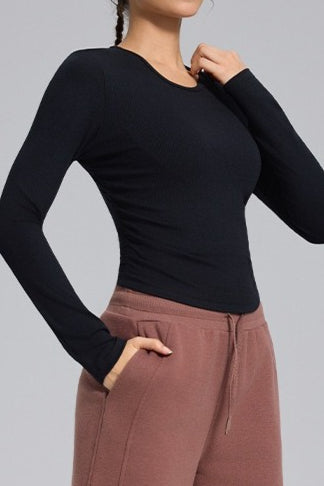 Stretch Round Neck Knit Top