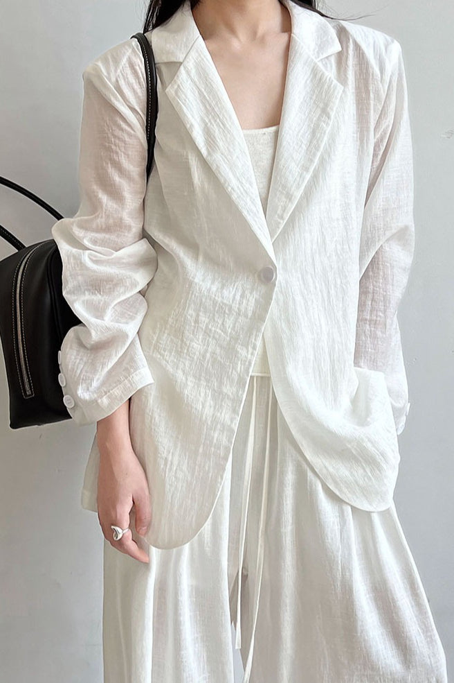 Lightweight Linen-Look Blazer