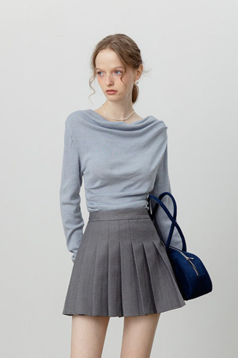 Elegant Slit Neck Tied Waist Knit Top