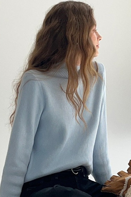 Thermal Mock Neck Solid Knit Top